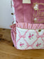Le sac à dos enfant Ombeline velours rose thé roses et noeud