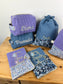 Ensemble : trousse de toilette, protège carnet et pochon brodé