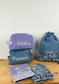 Ensemble : trousse de toilette, protège carnet et pochon brodé