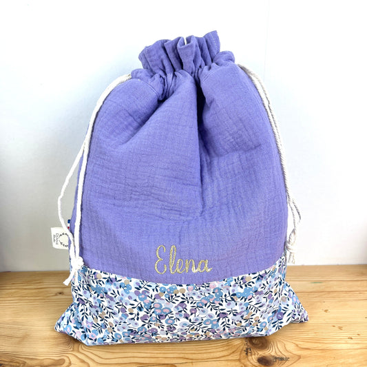 Pochon personnalisé lilas et Liberty wiltshire  lilas