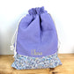 Pochon personnalisé lilas et Liberty wiltshire  lilas
