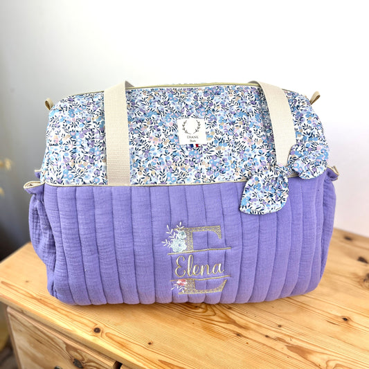 Le sac à langer  Alba lilas et Liberty wiltshire