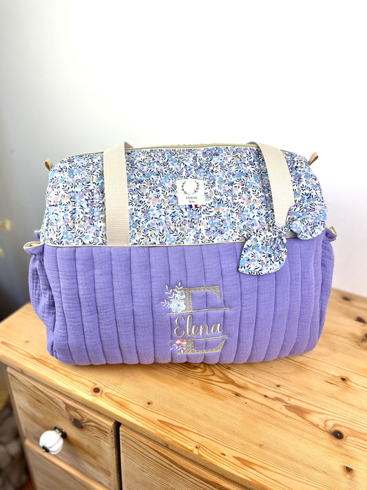 Aimé le sac à langer matelassé lilas et Liberty wiltshire