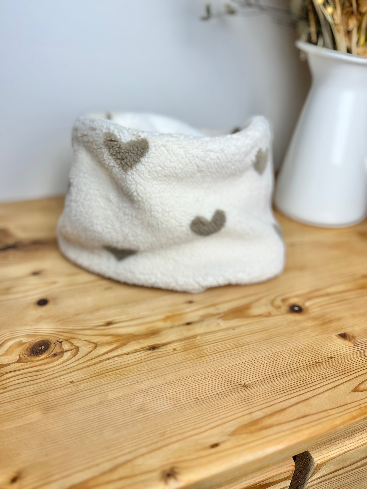 Le tour de cou enfant sherpa coeurs caramel