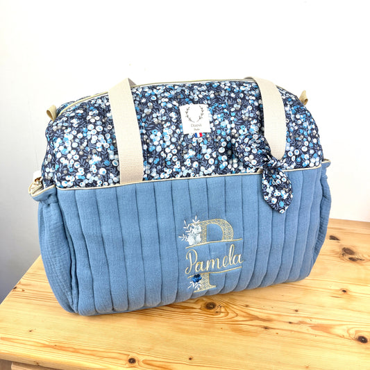 Le sac à langer  Alba indigo et Liberty wiltshire