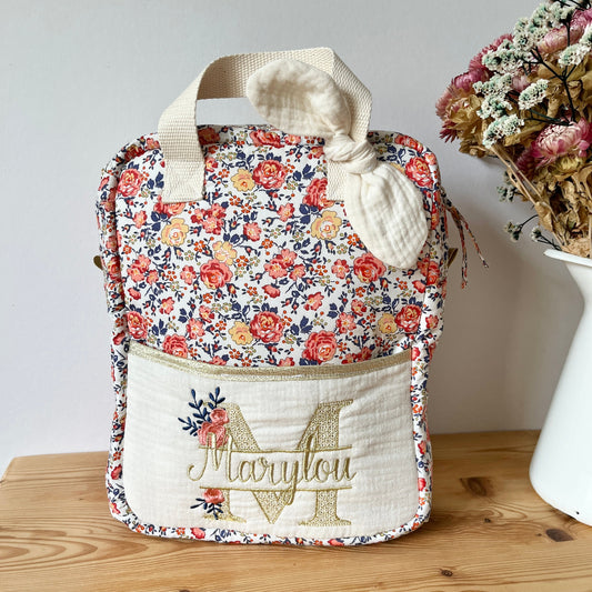 Le sac à dos enfant Ombeline initiale dentelle et prénom