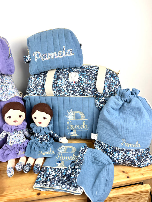 Le sac à langer  Alba indigo et Liberty wiltshire
