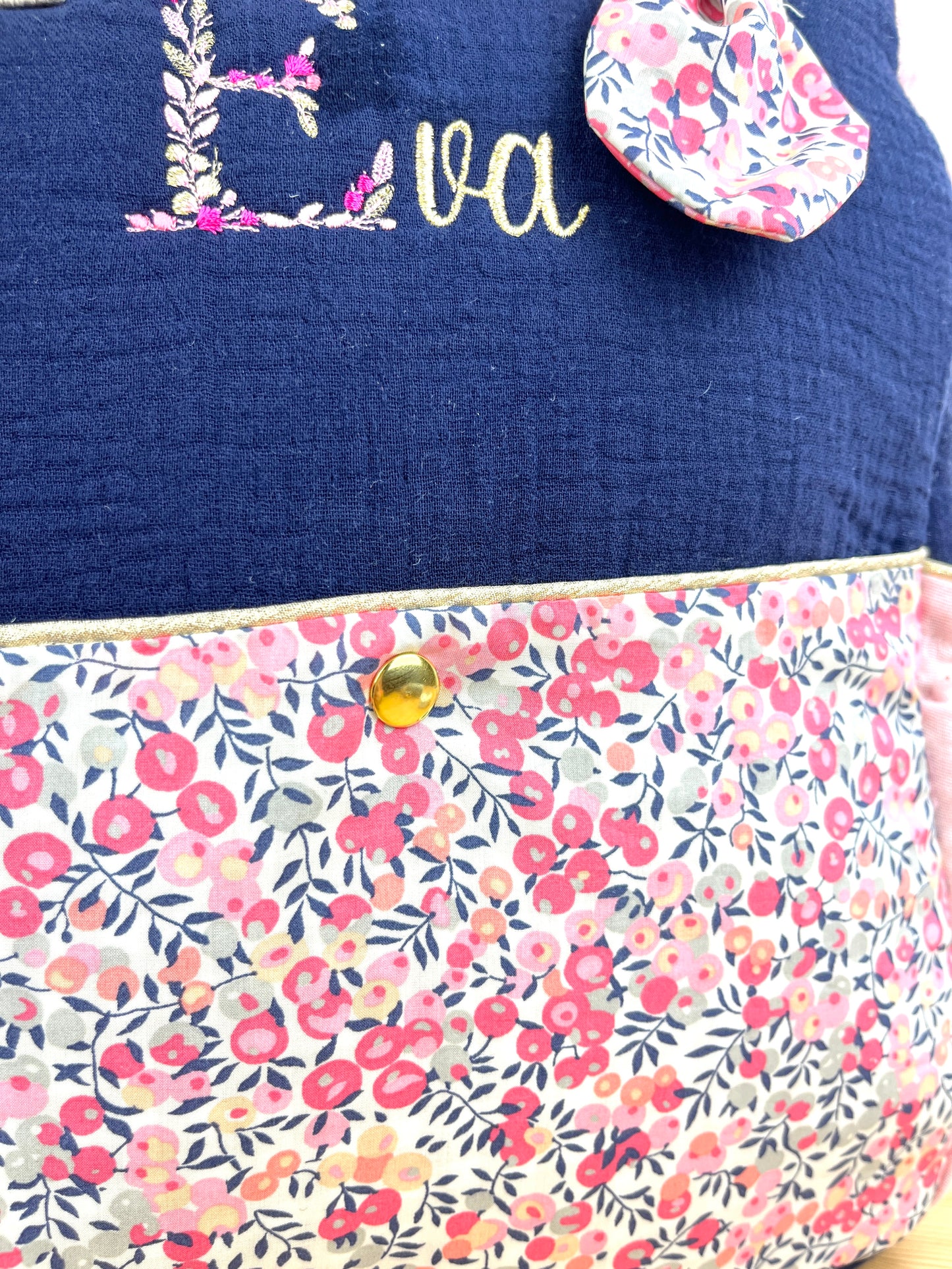 Sac à dos enfant personnalisé Ombeline Liberty Pois de senteur