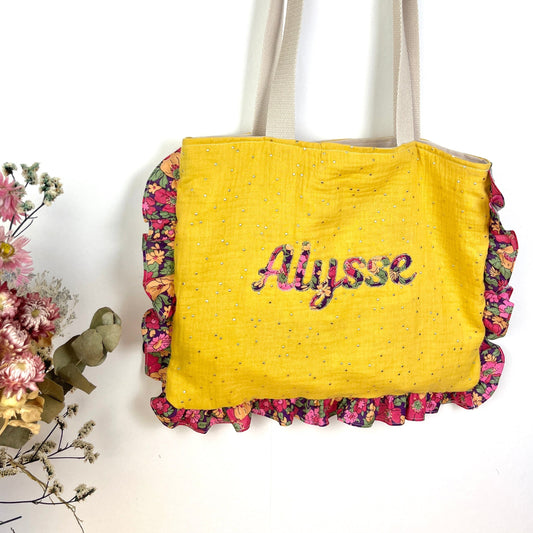 Le petit tote bag moutarde et cosmos