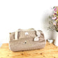 Louison le sac polochon enfant velours camel et vichy beige