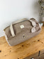 Louison le sac polochon enfant velours camel et vichy beige