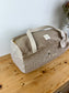 Louison le sac polochon enfant velours camel et vichy beige