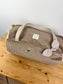 Louison le sac polochon enfant velours camel et vichy beige
