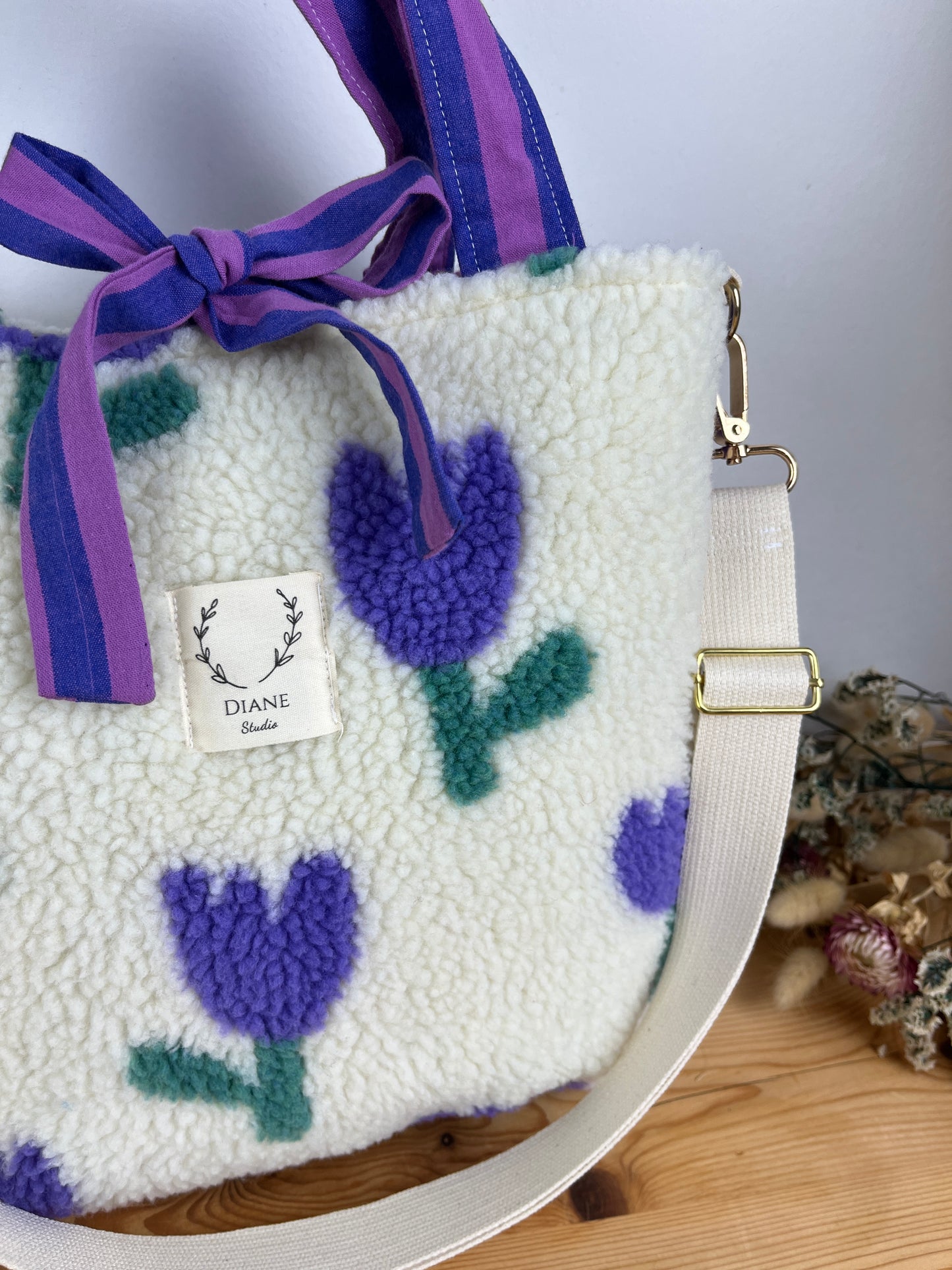 Sac Félicie sherpa tulipe mauve