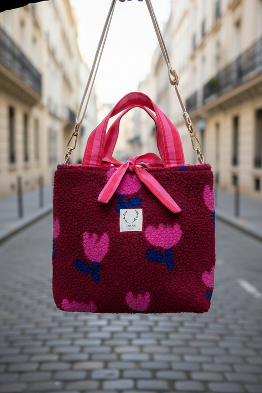 Sac Félicie sherpa tulipe roses
