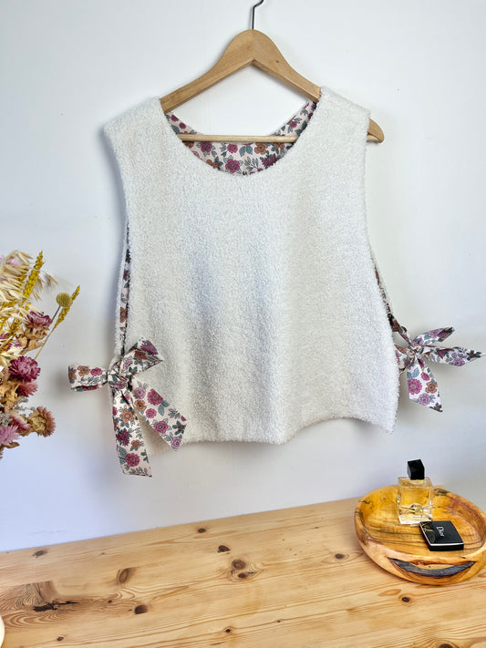 Le pull Joséphine fleurs bois de rose