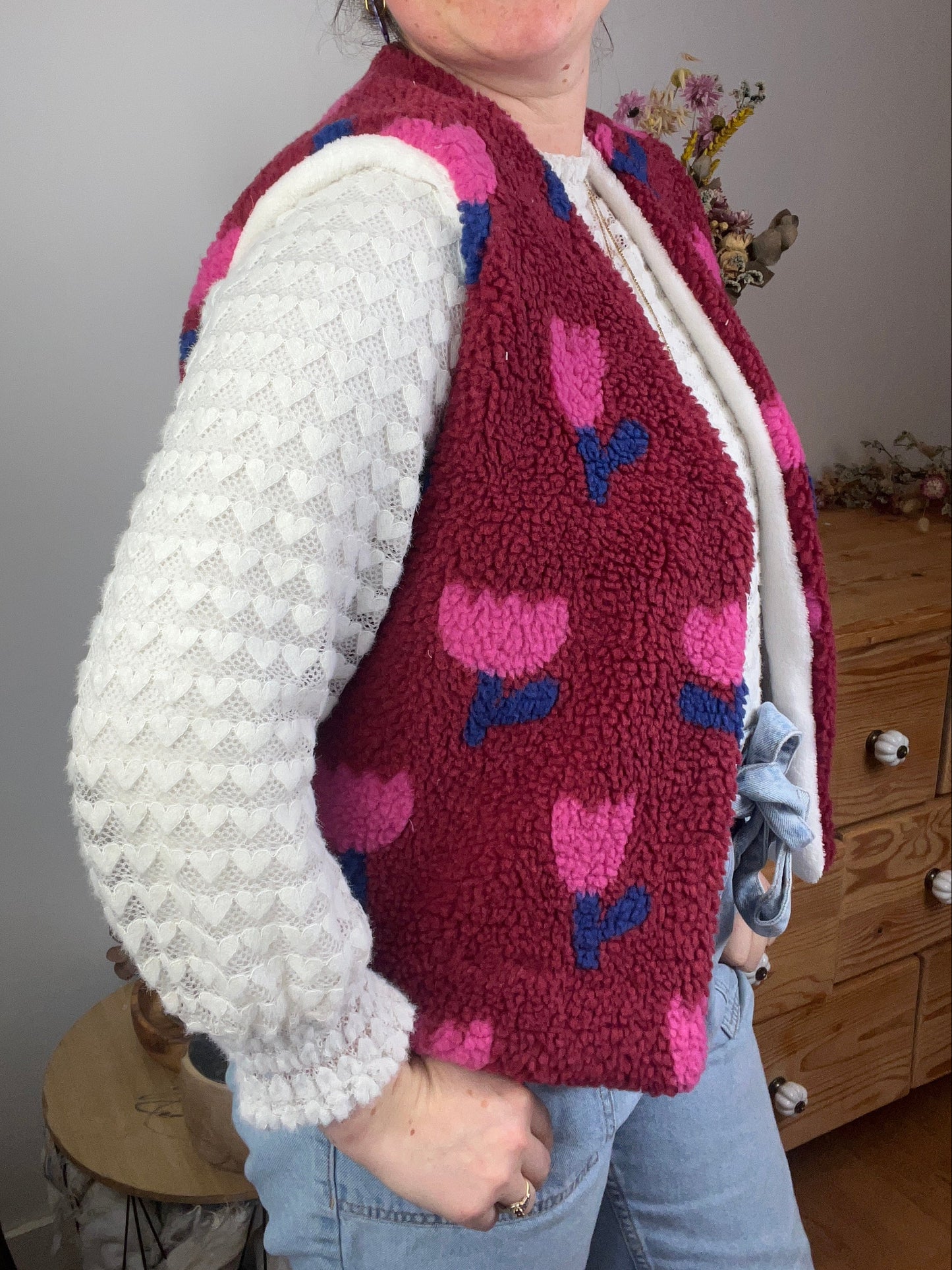 NOUVEAU ! Le gilet Albane sherpa tulipes