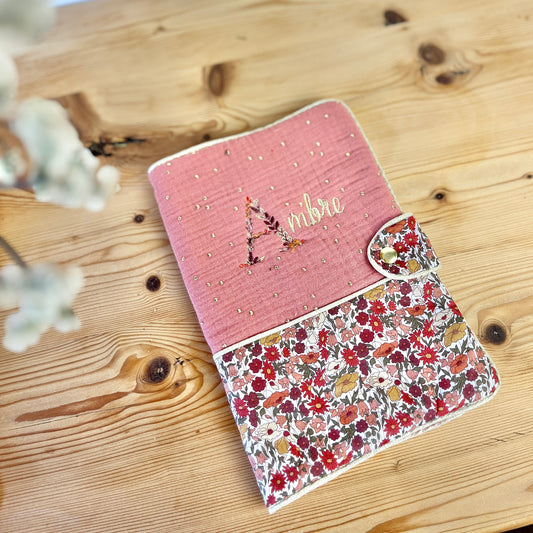 Protège carnet marsala doré et poppy forest