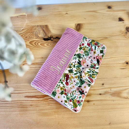 Chloé le protège carnet Garden party et velours rose thé