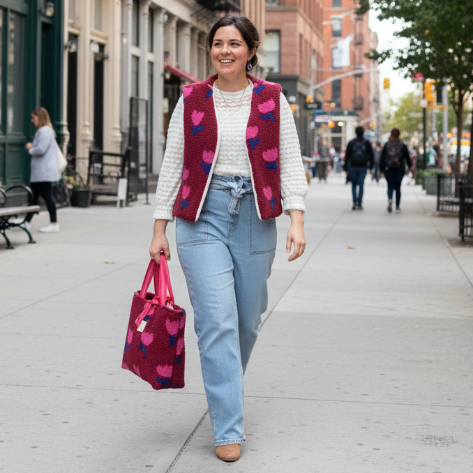 Sac Félicie sherpa tulipe roses