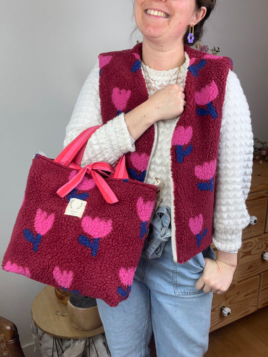 Sac Félicie sherpa tulipe roses-sur commande