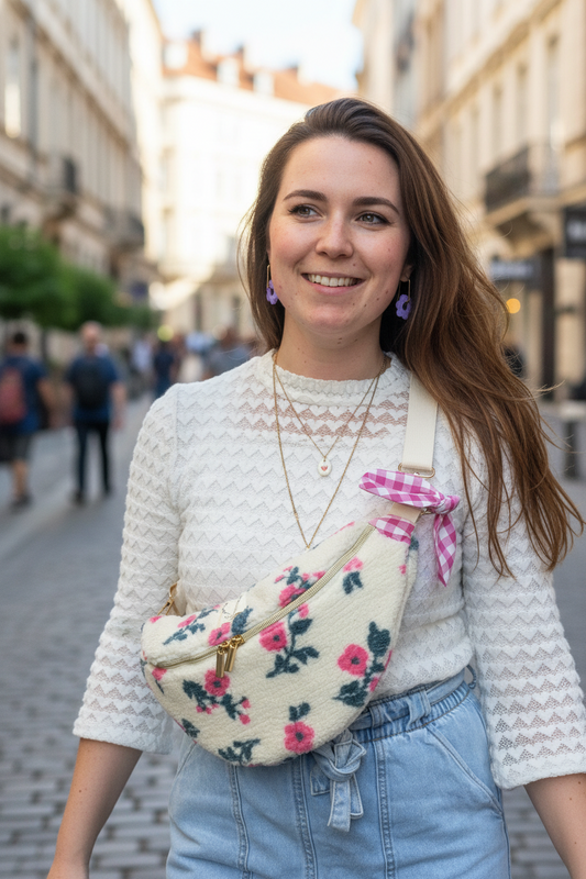 Le sac banane Eléonore sherpa fleuri