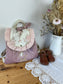 Le sac à dos Églantine velours rose poudré et jacquard roses
