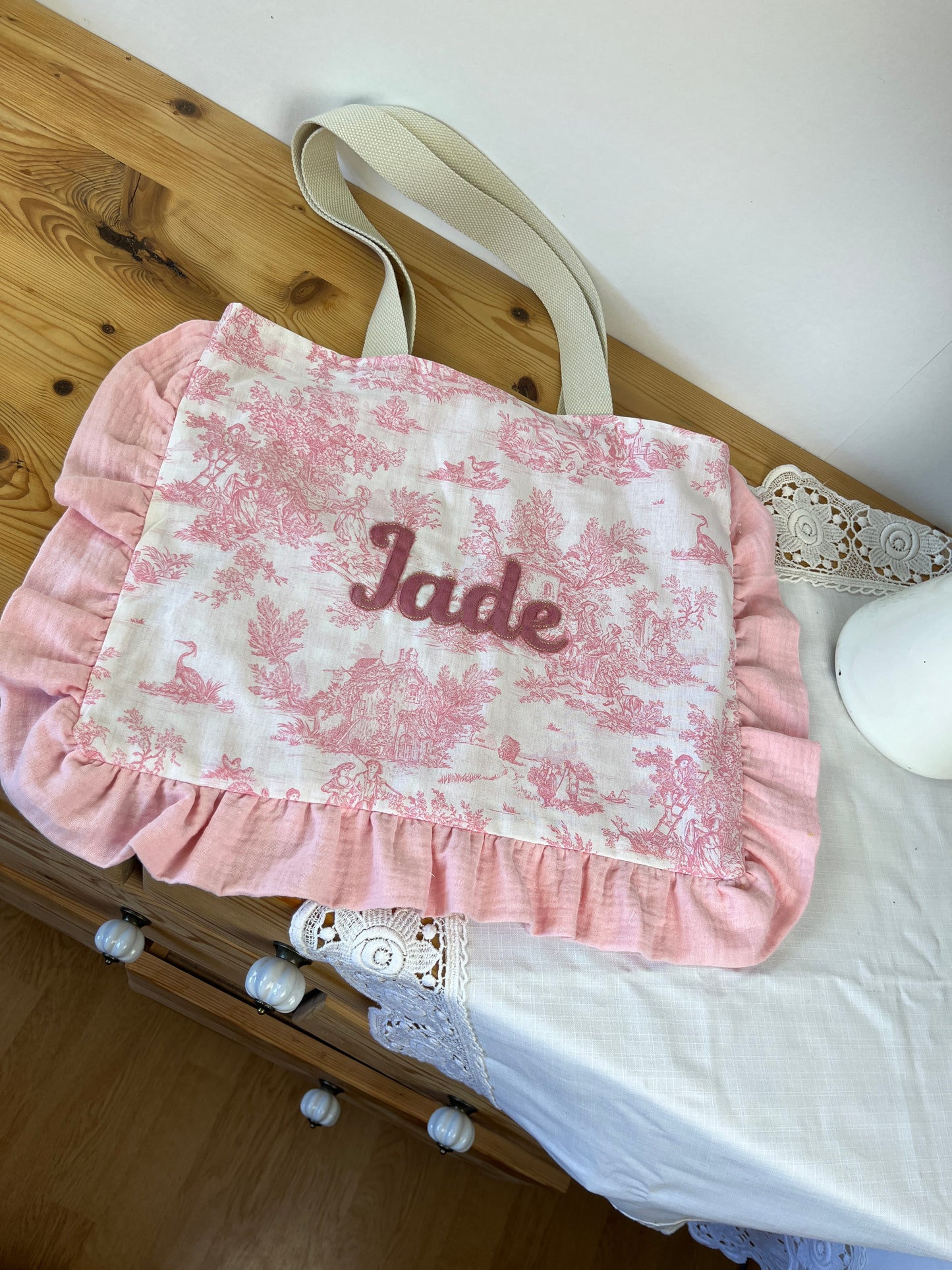 Le petit tote gaze et jouy rose