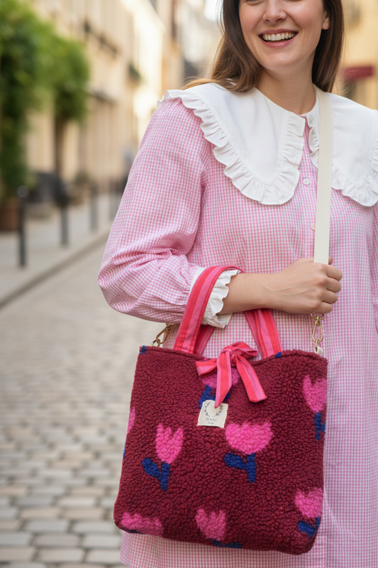 Sac Félicie sherpa tulipe roses