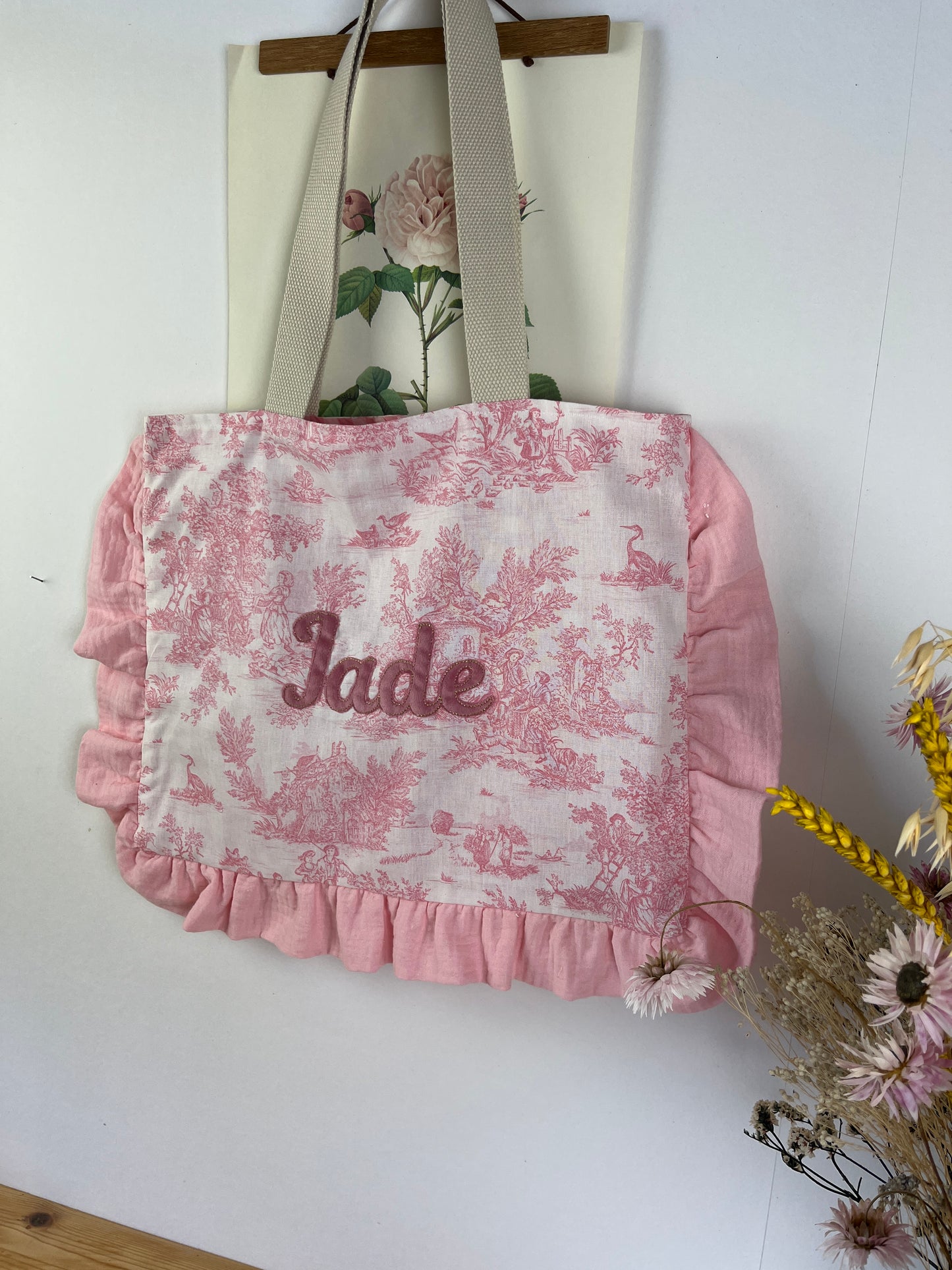 Le petit tote gaze et jouy rose