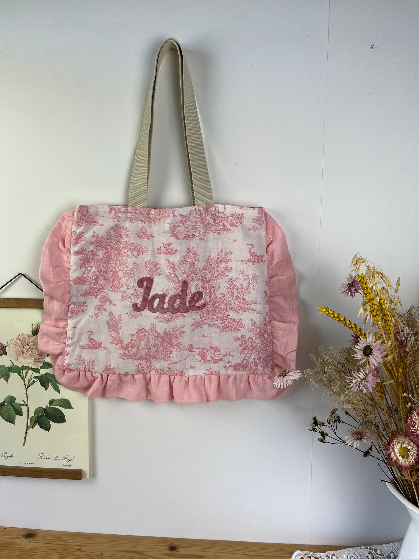 Le petit tote gaze et jouy rose