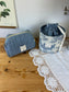 Ensemble : Trousse de toilette et panier pochon personnalisables