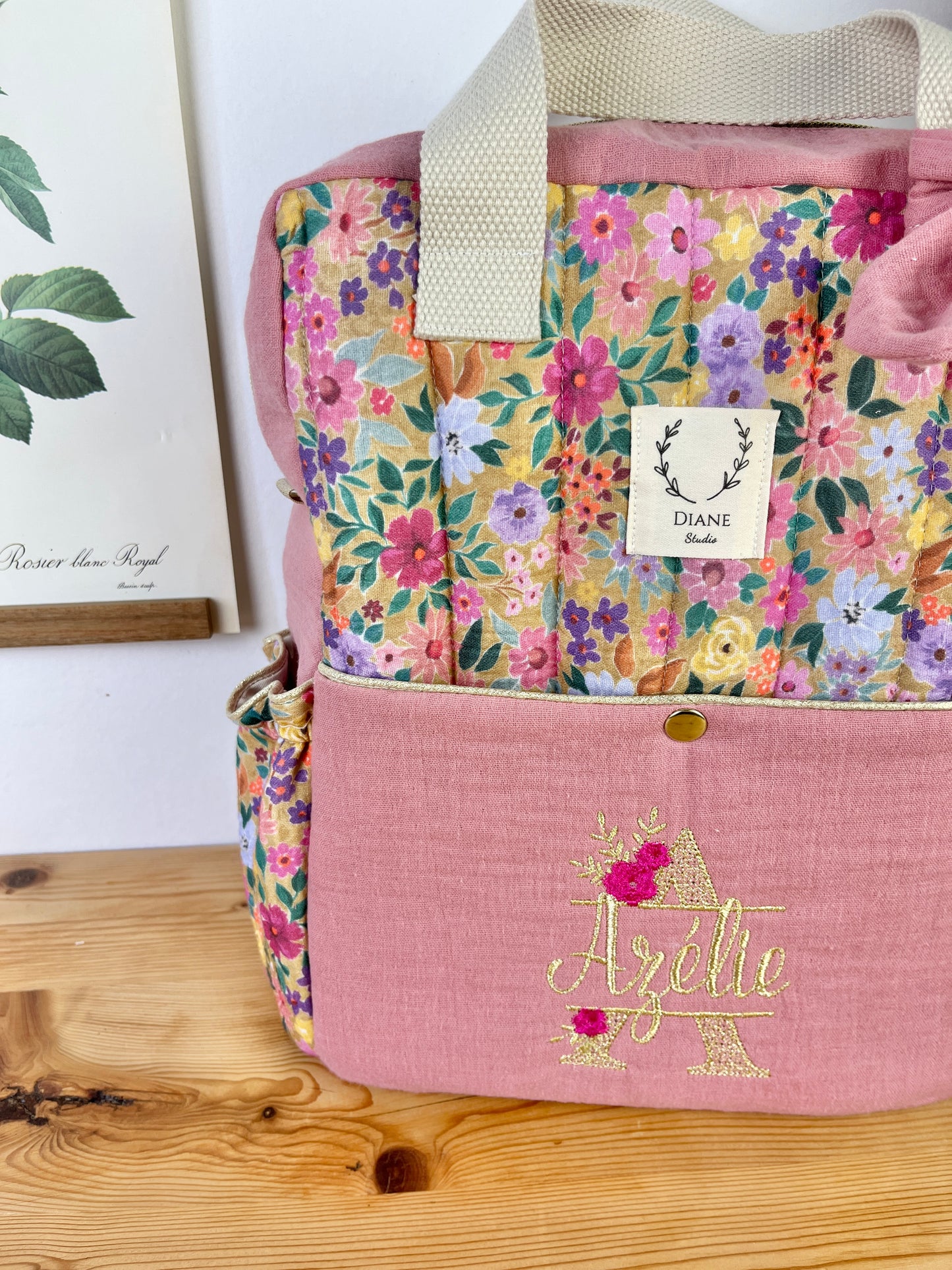 Le sac à dos enfant Ombeline gaze rose thé et bloom
