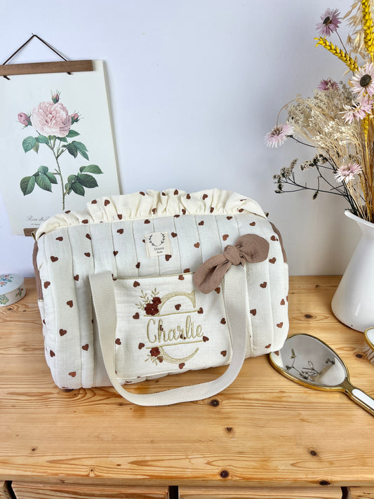 Louison the children's duffel bag with initial lace
