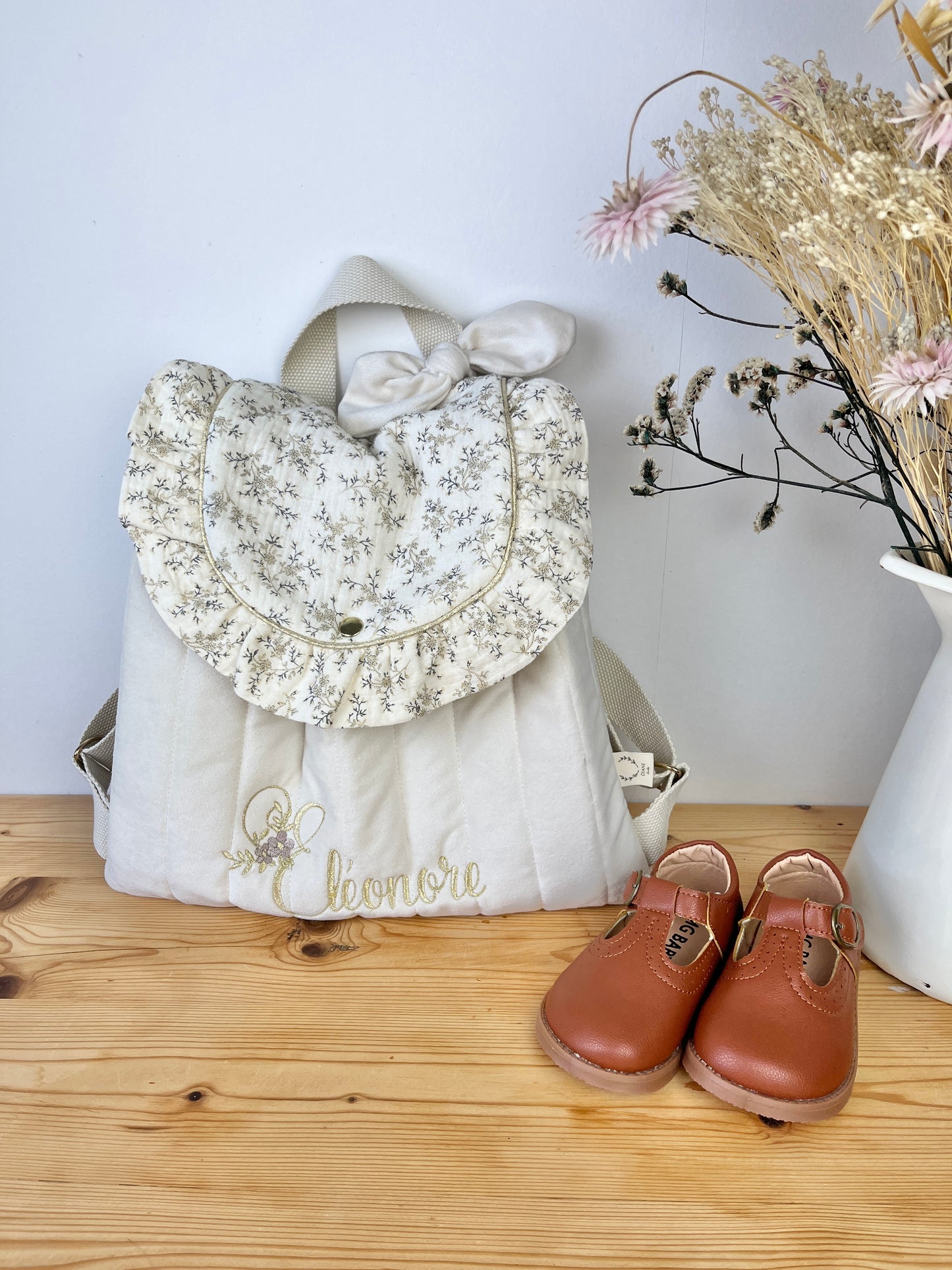 Le sac à dos Églantine gaze crème et meriem