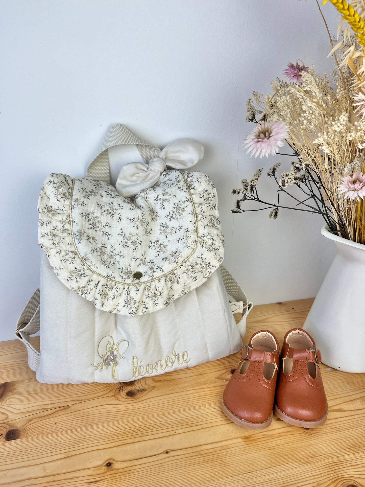 Le sac à dos Églantine gaze crème et meriem
