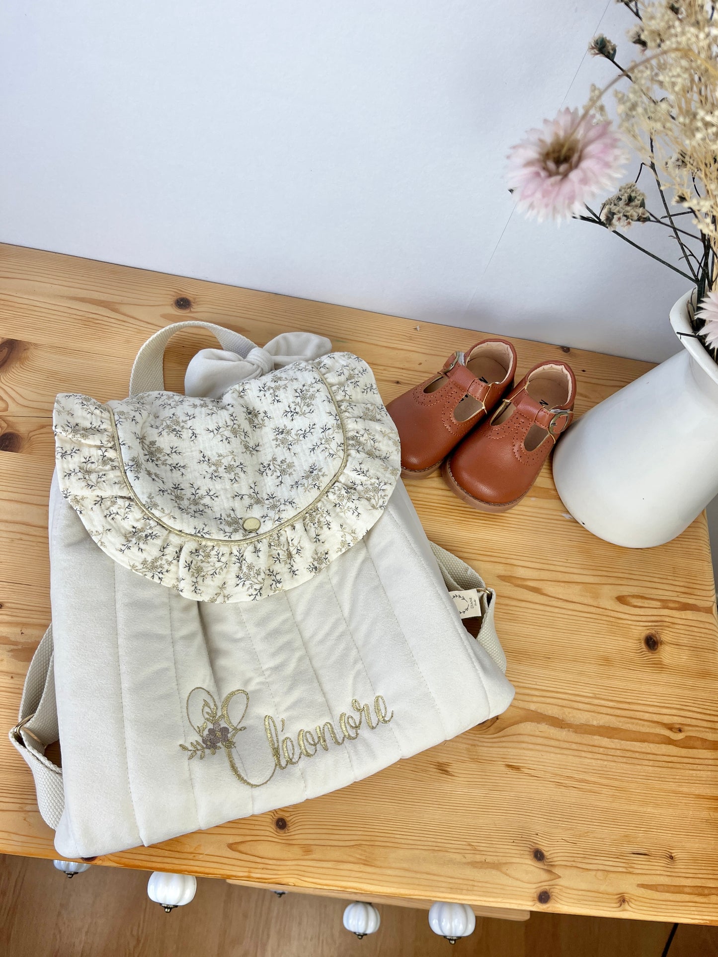 Le sac à dos Églantine gaze crème et meriem