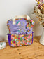 Le sac à dos enfant Ombeline gabardine lilas bloom mandarine velours violet