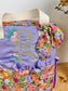 Le sac à dos enfant Ombeline gabardine lilas bloom mandarine velours violet