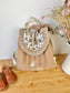 Le sac à dos Églantine gaze caramel, marion et volant vichy initiale fleur
