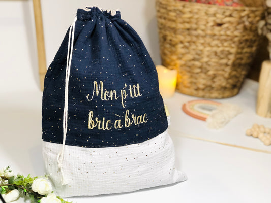 Pochon personnalisé blanc et marine