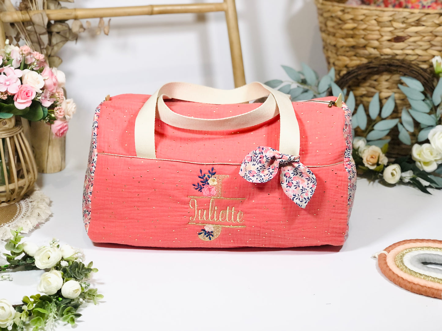 Louison le sac polochon corail ou eucalyptus