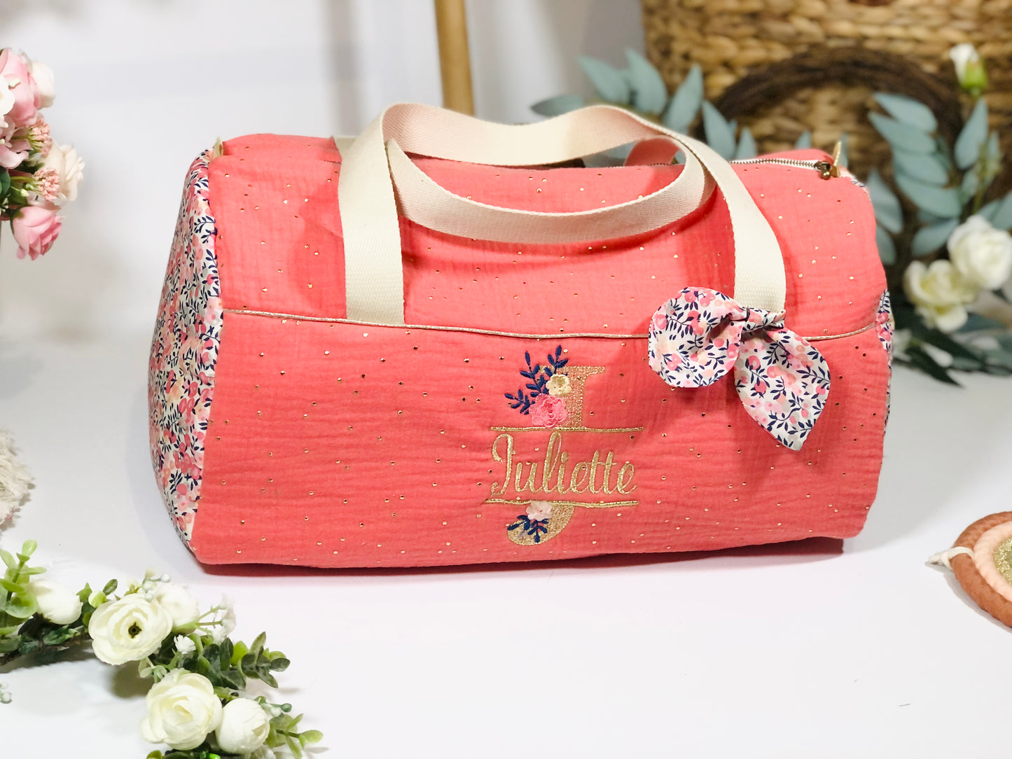 Louison le sac polochon corail ou eucalyptus