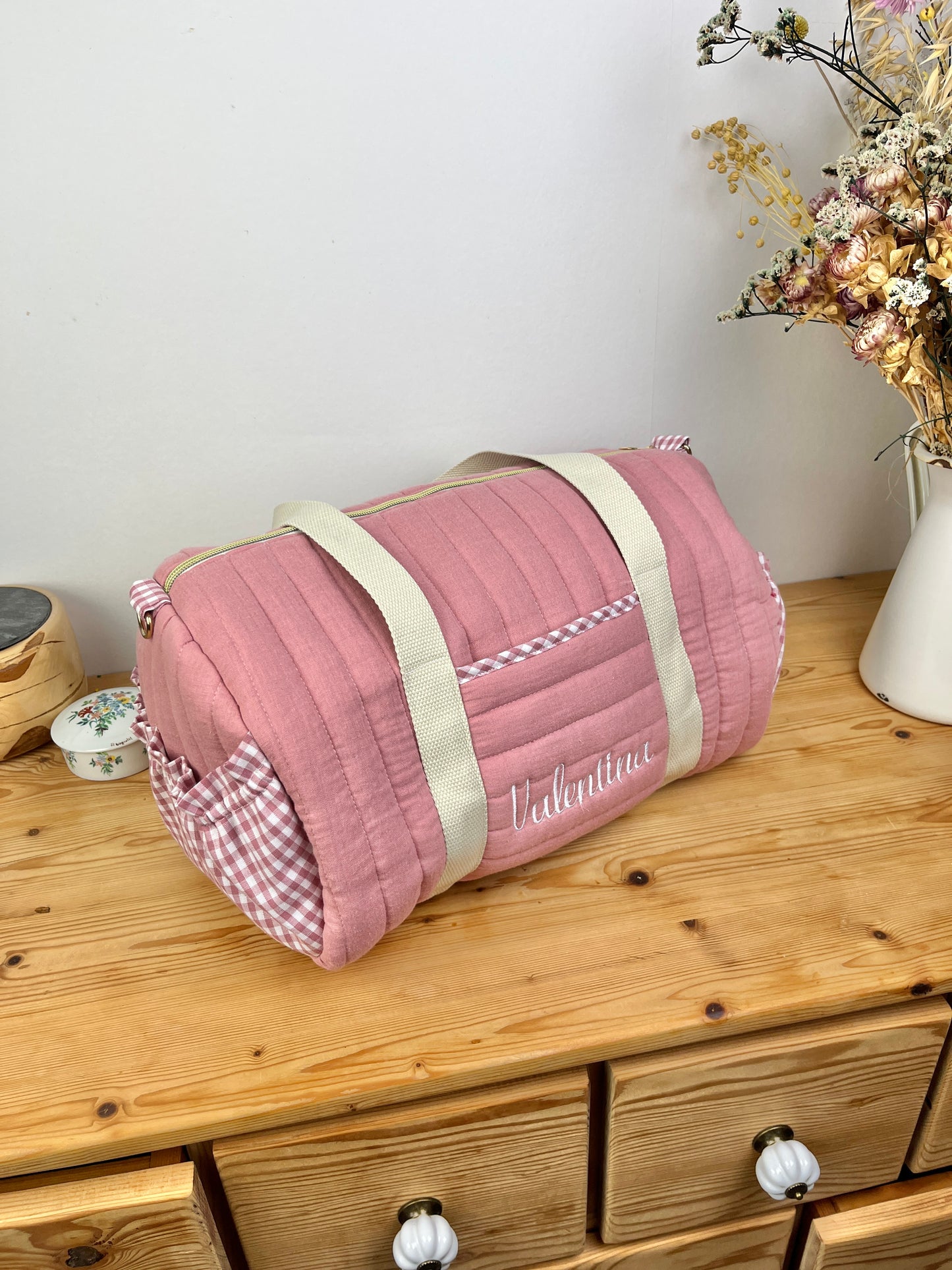 Léon  le sac polochon enfant rose thé