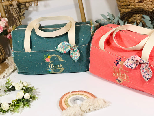 Louison le sac polochon corail ou eucalyptus