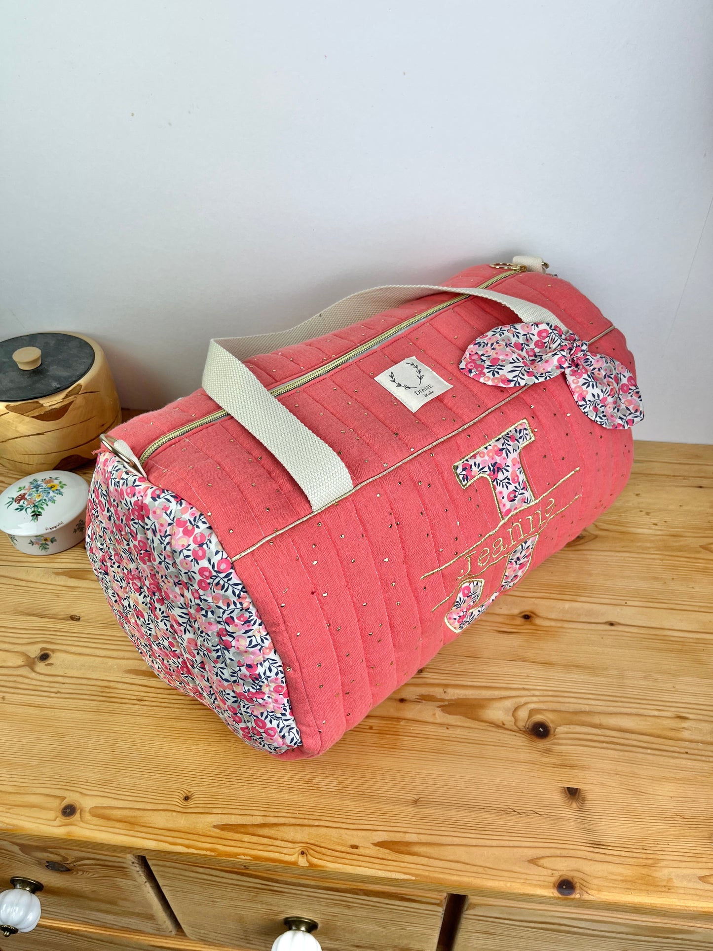 Louison le sac polochon corail doré et wiltshire pois de senteur