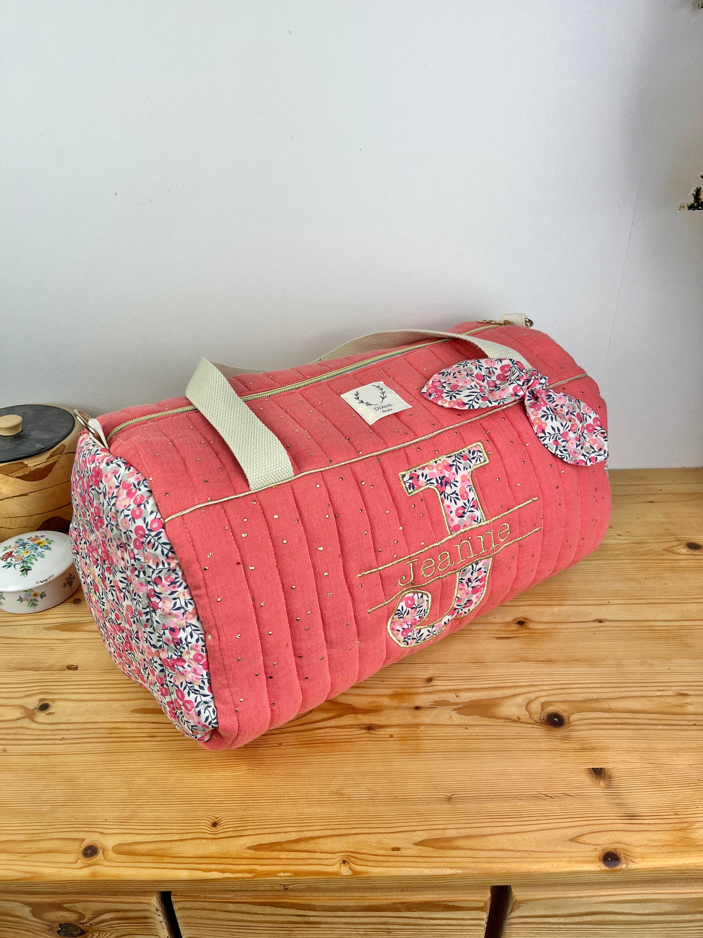 Louison le sac polochon corail doré et wiltshire pois de senteur