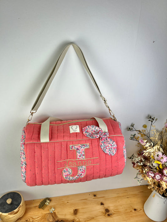 Louison le sac polochon corail doré et wiltshire pois de senteur