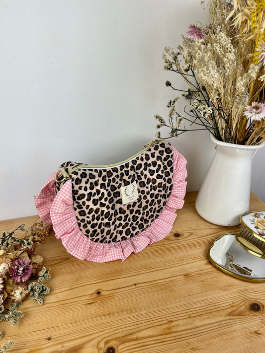 Sac Milan  léopard et vichy rose - sur commande