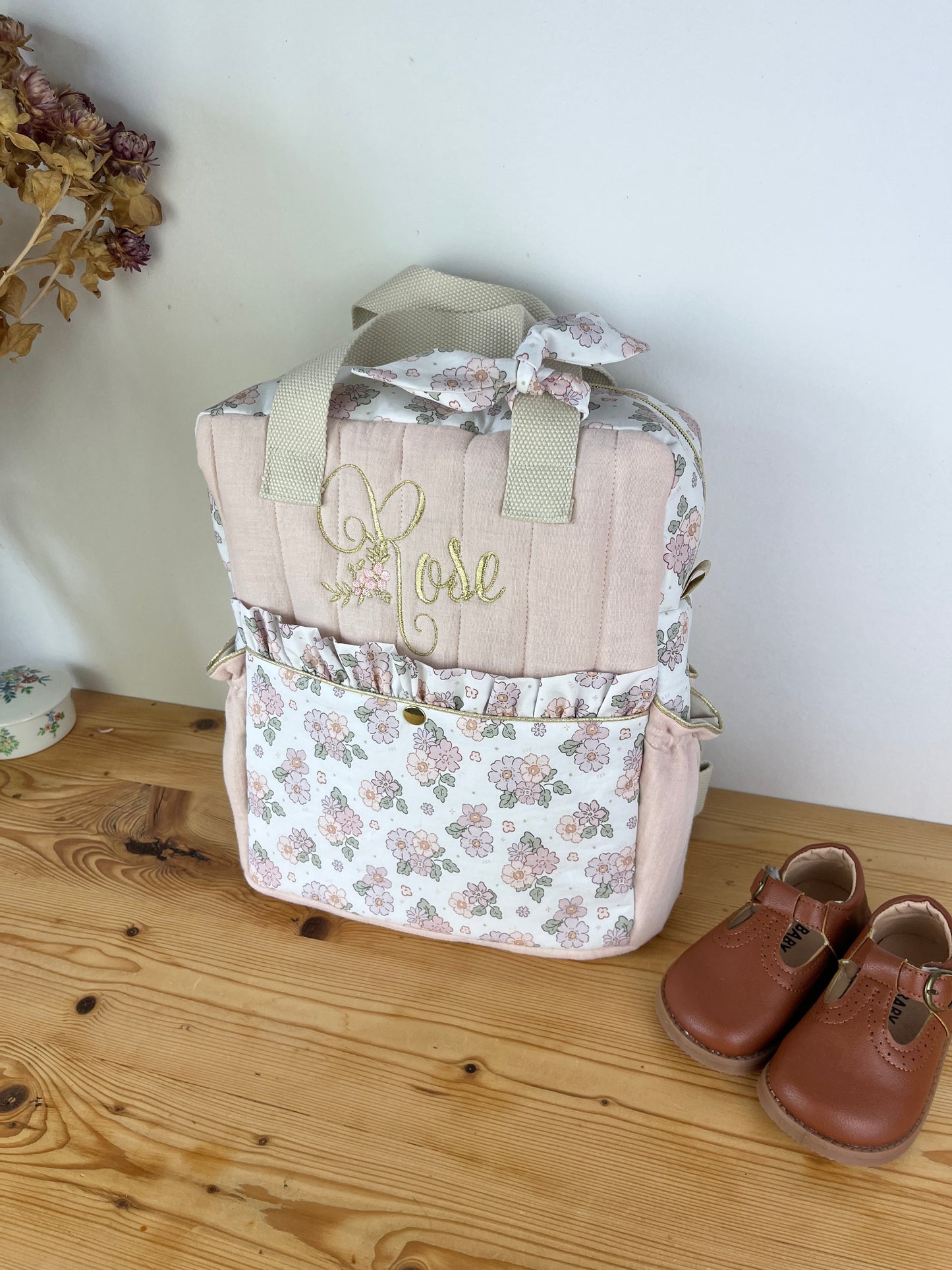 Le sac à dos enfant Ombeline gaze blush et salarina